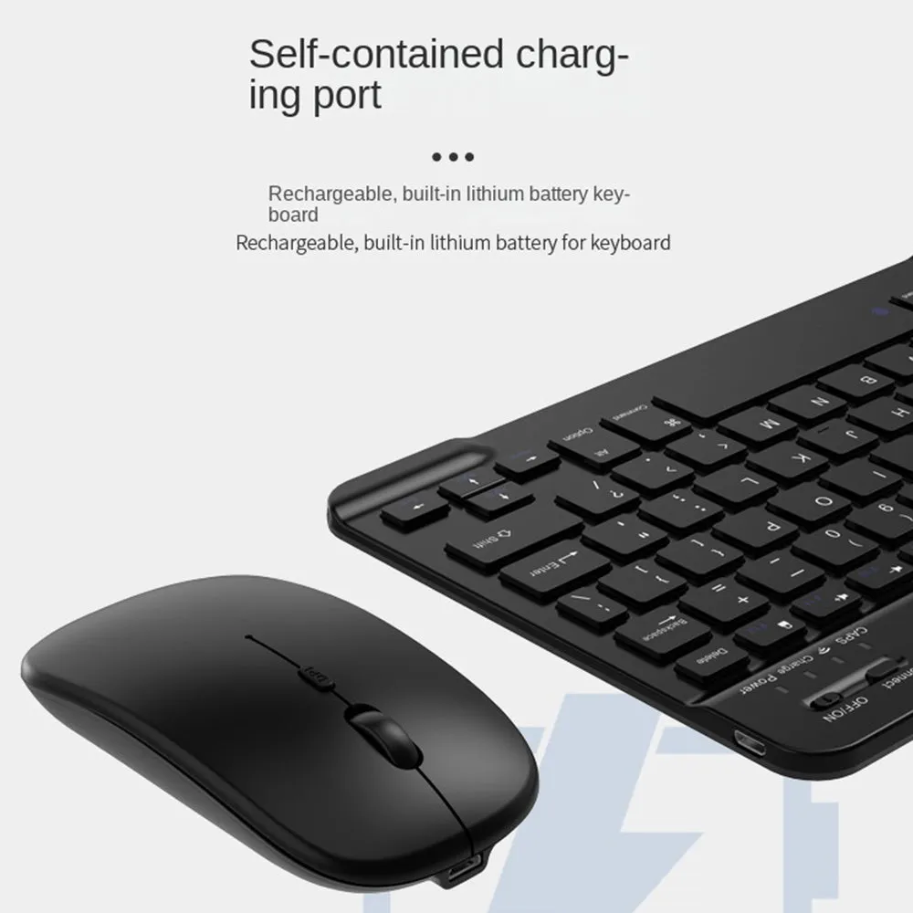 030 Wireless Keyboard and Mouse Combo 10-inch Rechargeable Mouse Keyboard Set for Mac / iOS / Windows / Android