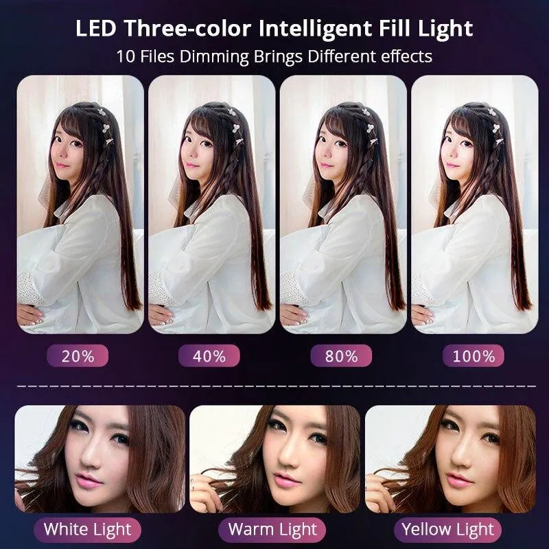 10 Inch / 26cm Android iPhone Ring Selfie Lamp: with Phone Bracket, Fill Light for YouTube Twitch TikTok