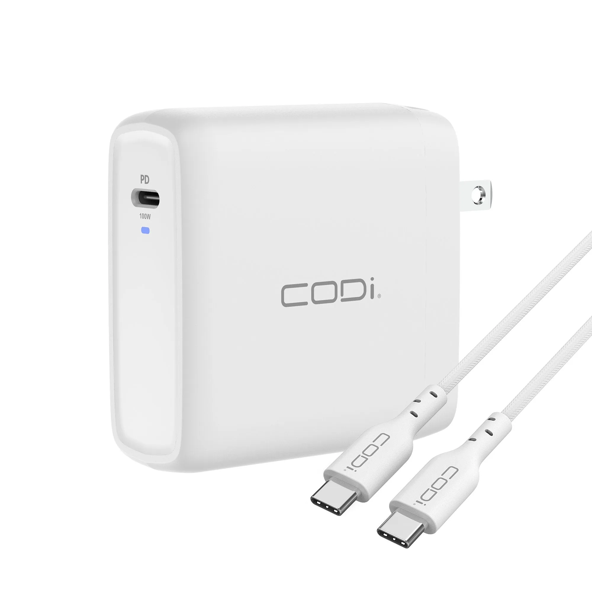 100W Wall USB-C Charger with USB2.0 EPR Braided Cable