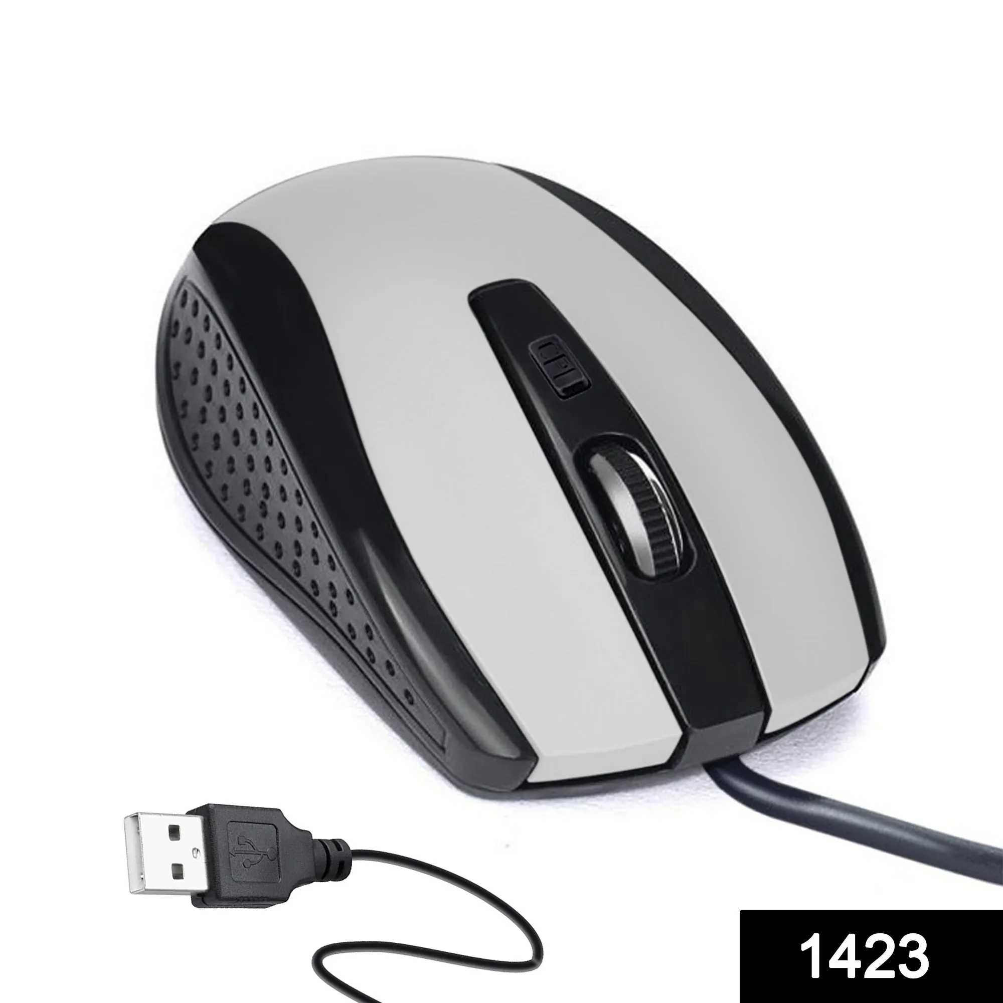 1423 Wired Mouse for Laptop and Desktop Computer PC With Faster Response Time (Silver)