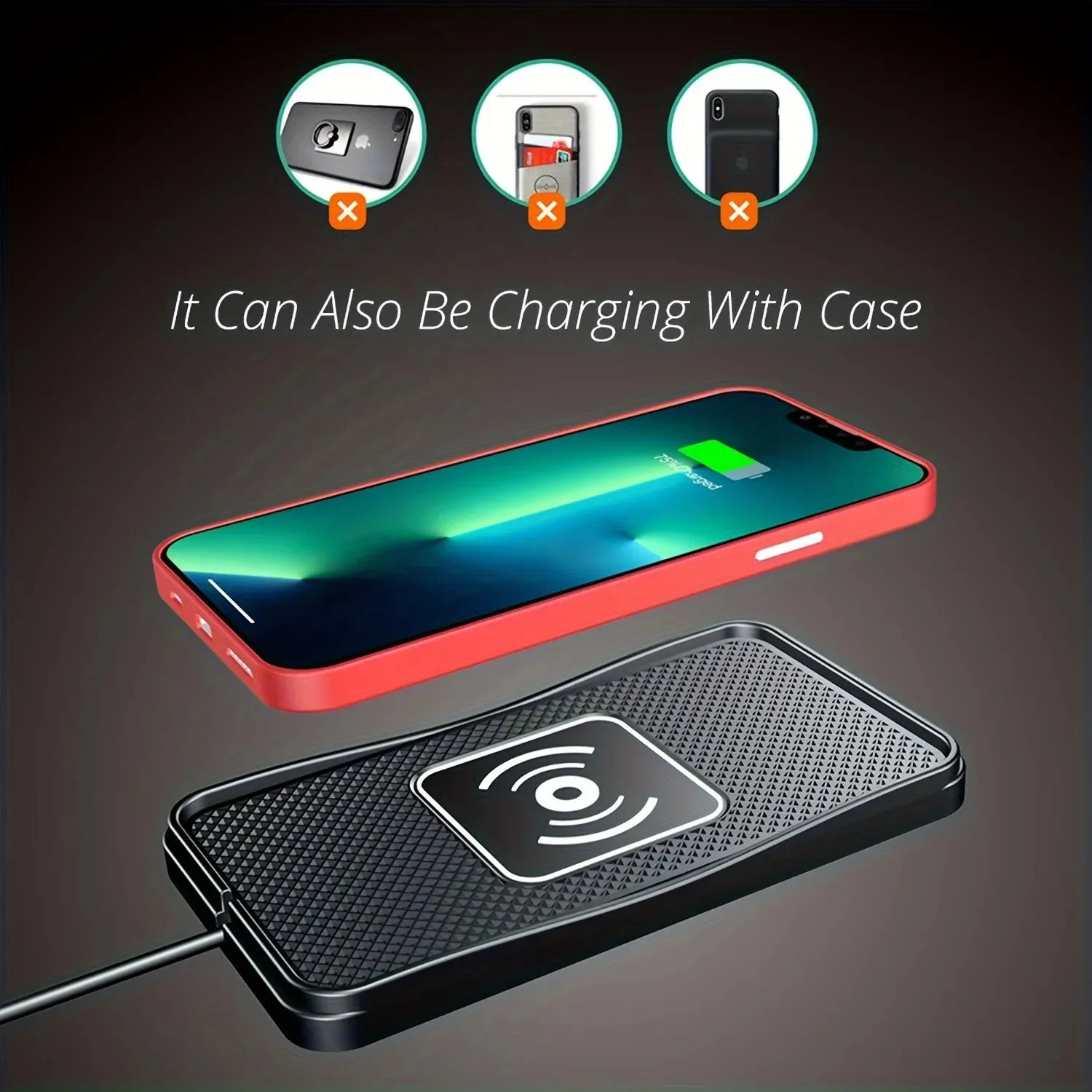 15W Car Wireless Charging Pad & Stand with Type-C Connector