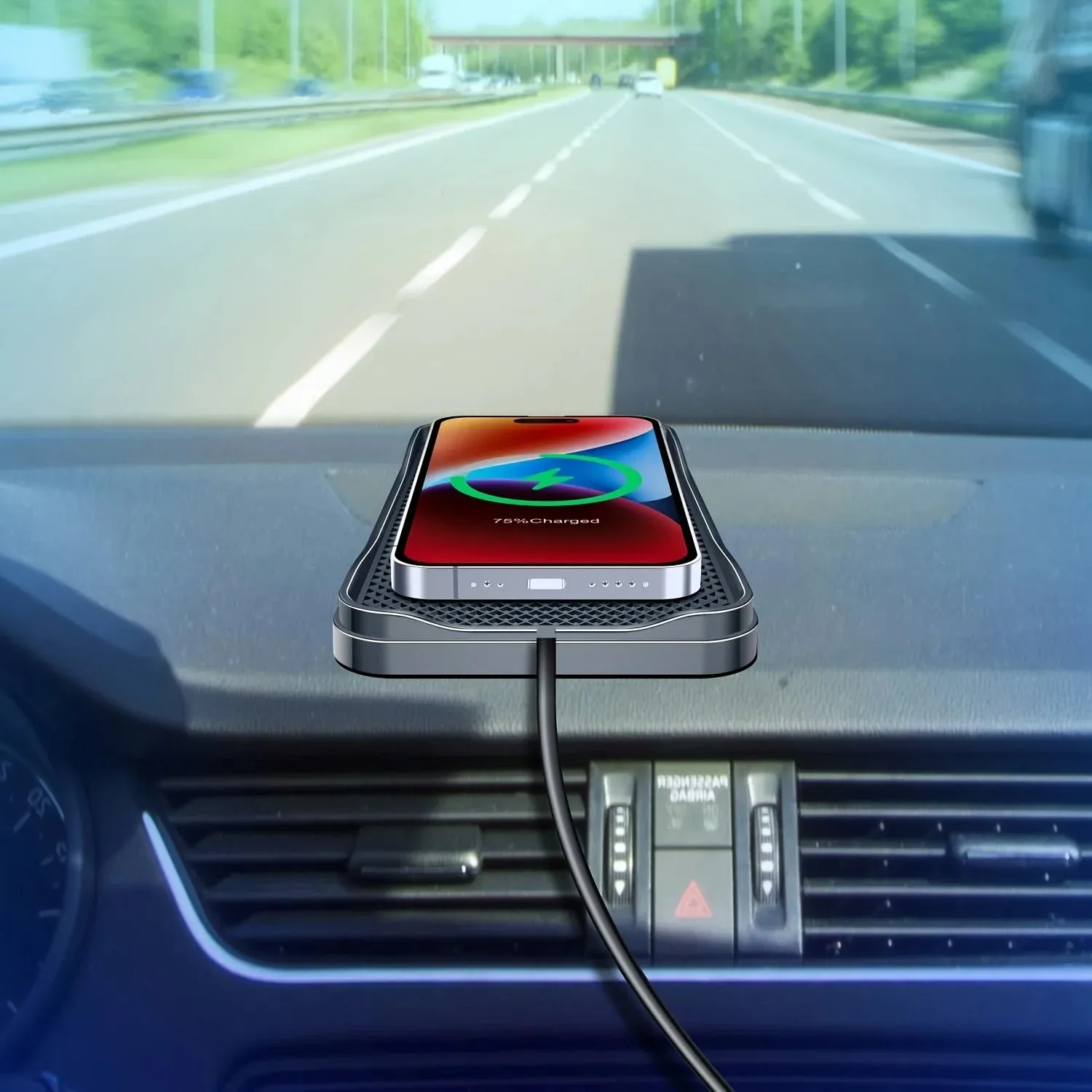 15W Car Wireless Charging Pad & Stand with Type-C Connector