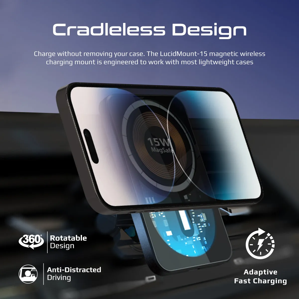 15W MagSafe Transparent Car Wireless Charger