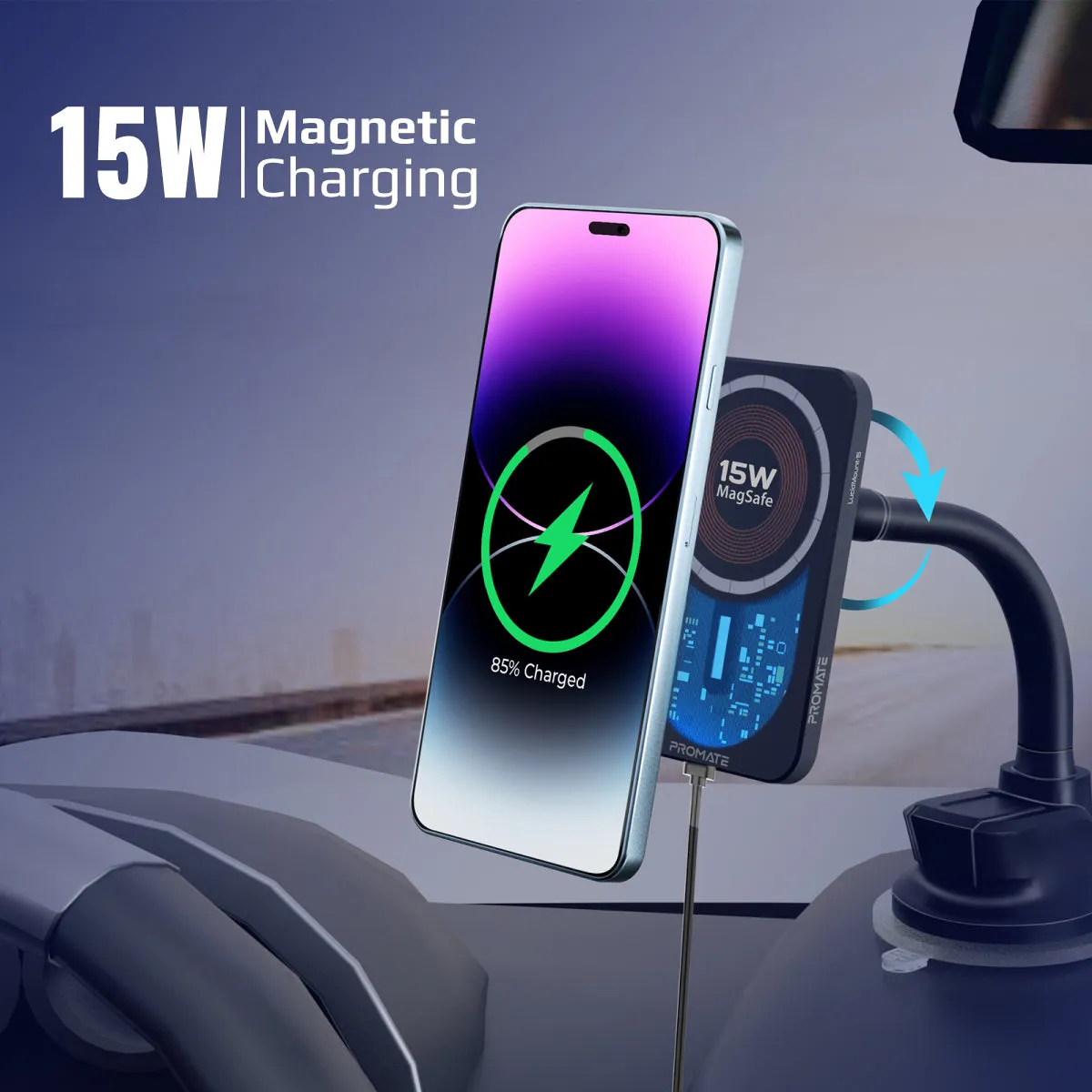 15W MagSafe Transparent Car Wireless Charger