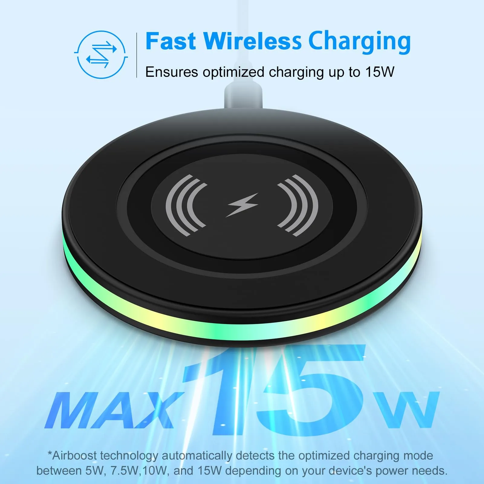 15W Samsung Wireless Charger with Fast QC 3.0 Wall Adapter for Galaxy S24 S23 Ultra S22 S21 FE S20 Z Fold 5 Flip 5 4,Motorola Moto Edge 2022 Edge  Razr 2023 G Power 2024,Phone Station Charging Pad