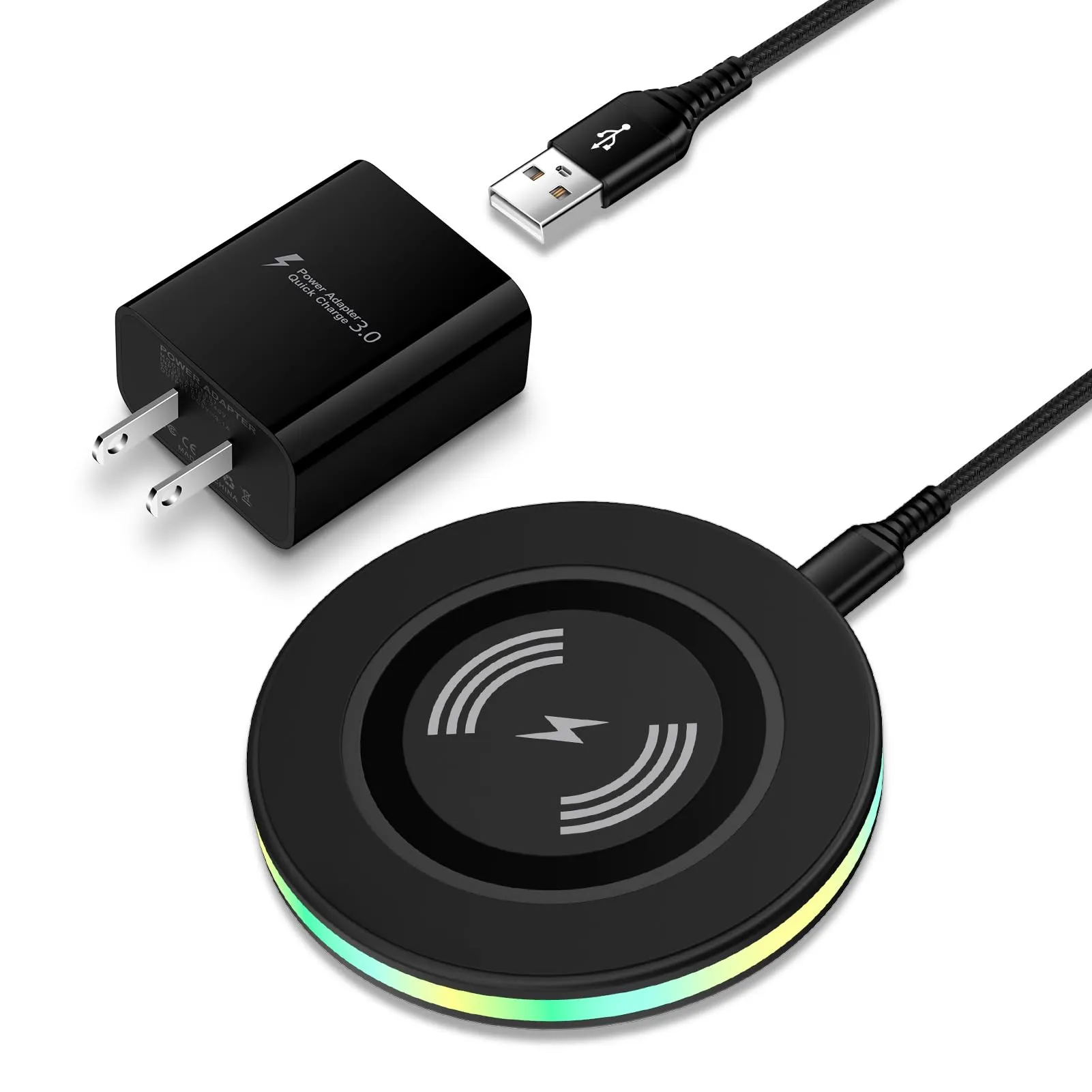 15W Samsung Wireless Charger with Fast QC 3.0 Wall Adapter for Galaxy S24 S23 Ultra S22 S21 FE S20 Z Fold 5 Flip 5 4,Motorola Moto Edge 2022 Edge  Razr 2023 G Power 2024,Phone Station Charging Pad