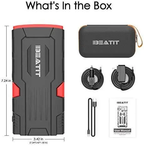 18000mAh 12V Portable Car Jump Starter with Smart Jumper Cables, Auto Battery Booster Power Pack.