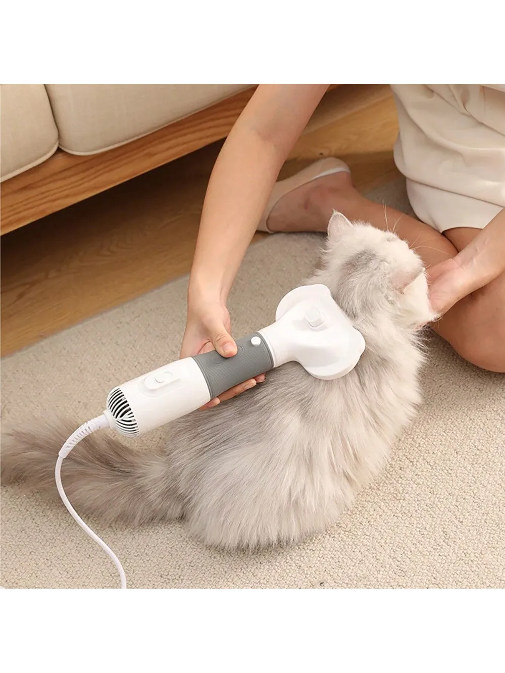 1pc Yellow Pet Hair Dryer, 3-in-1 Pet Hair Dryer, Comb And Hair Remover Tool, Adjustable Speed And Temperature, Suitable For Cat And Small Dog Grooming