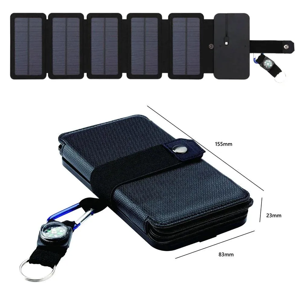 20W Foldable Solar Power Bank with USB Charger and Integrated Compass for Outdoor Adventures