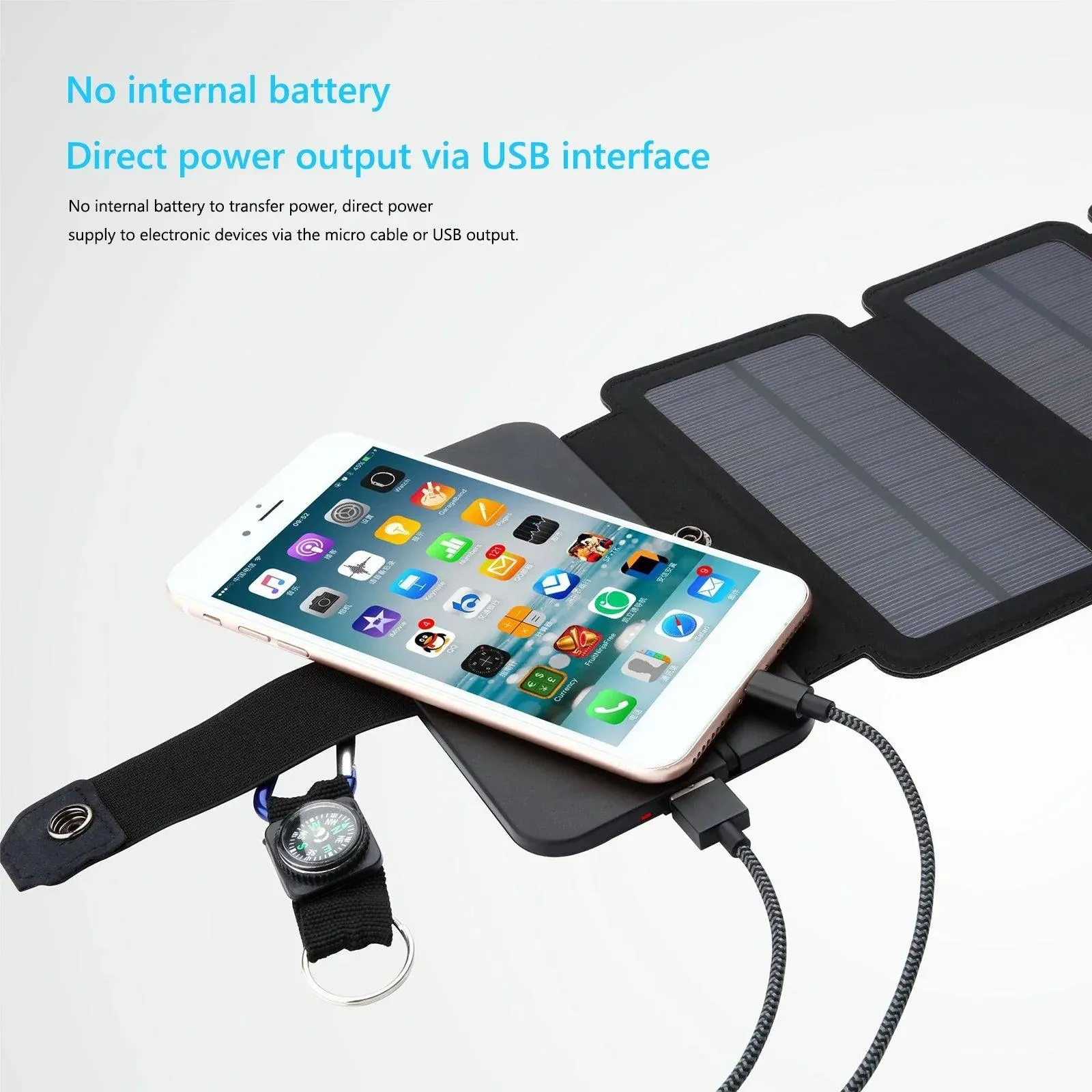 20W Foldable Solar Power Bank with USB Charger and Integrated Compass for Outdoor Adventures