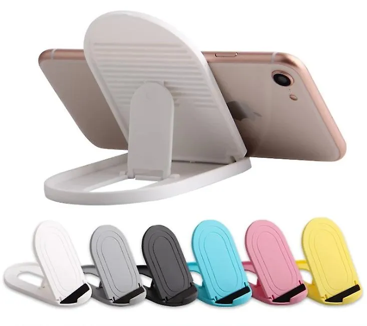 2Pcs white Portable oval mobile phone stand, foldable desktop lazy stand AZ11789