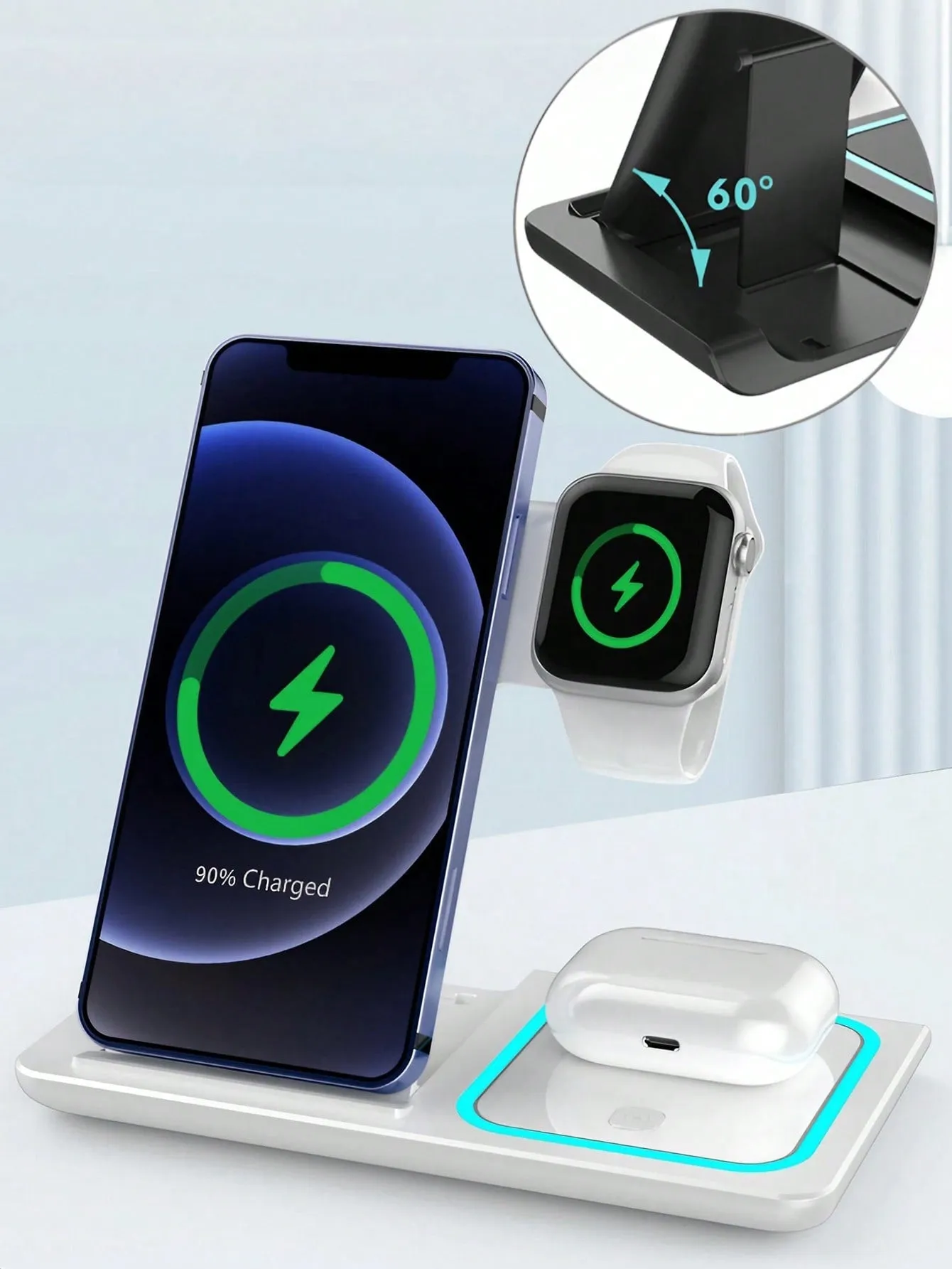 3 in 1 fast wireless charger|Wireless Charger, 3-In-1, Fast Charging, 15W/10W/7.5W