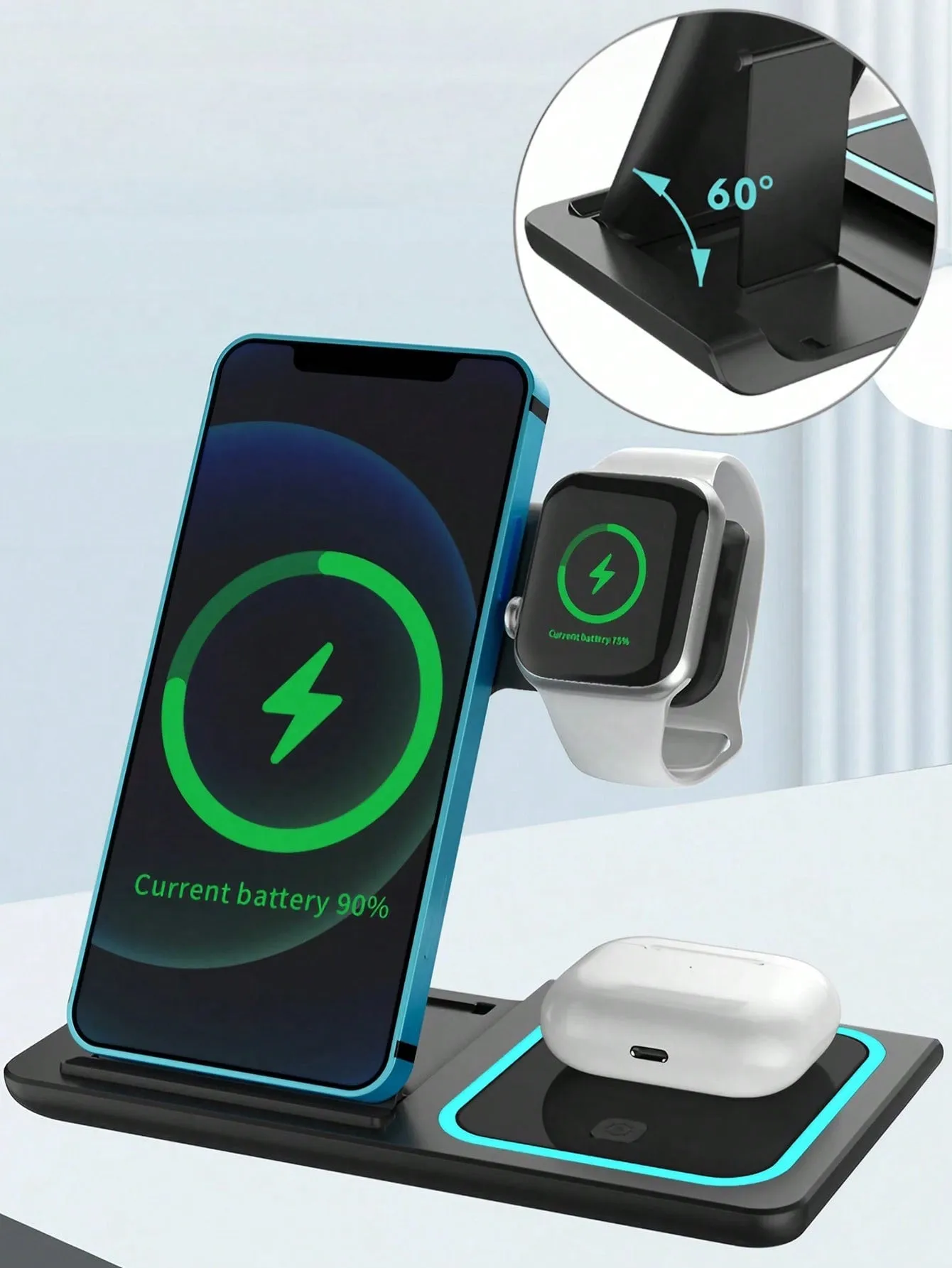 3 in 1 fast wireless charger|Wireless Charger, 3-In-1, Fast Charging, 15W/10W/7.5W