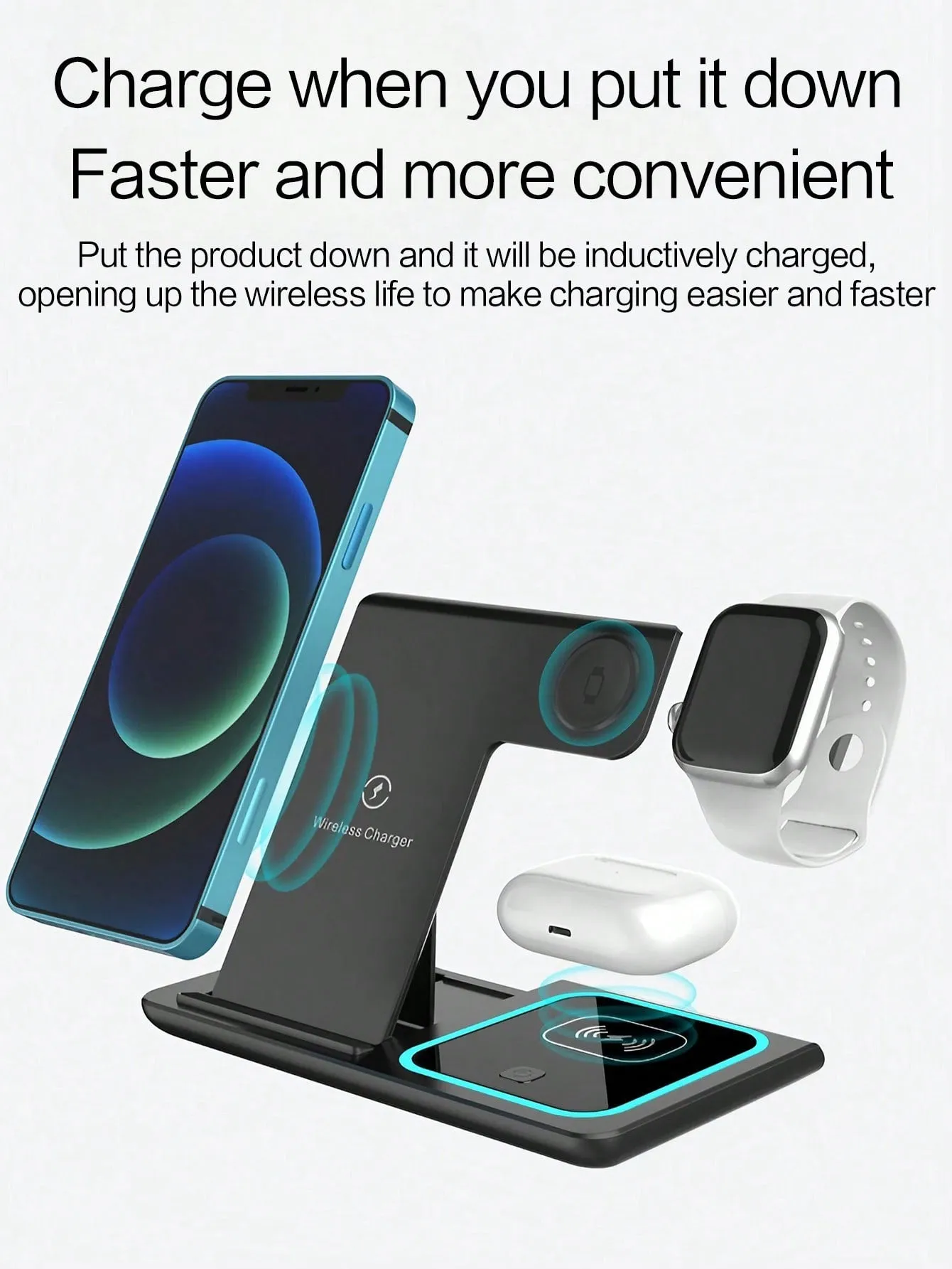 3 in 1 fast wireless charger|Wireless Charger, 3-In-1, Fast Charging, 15W/10W/7.5W