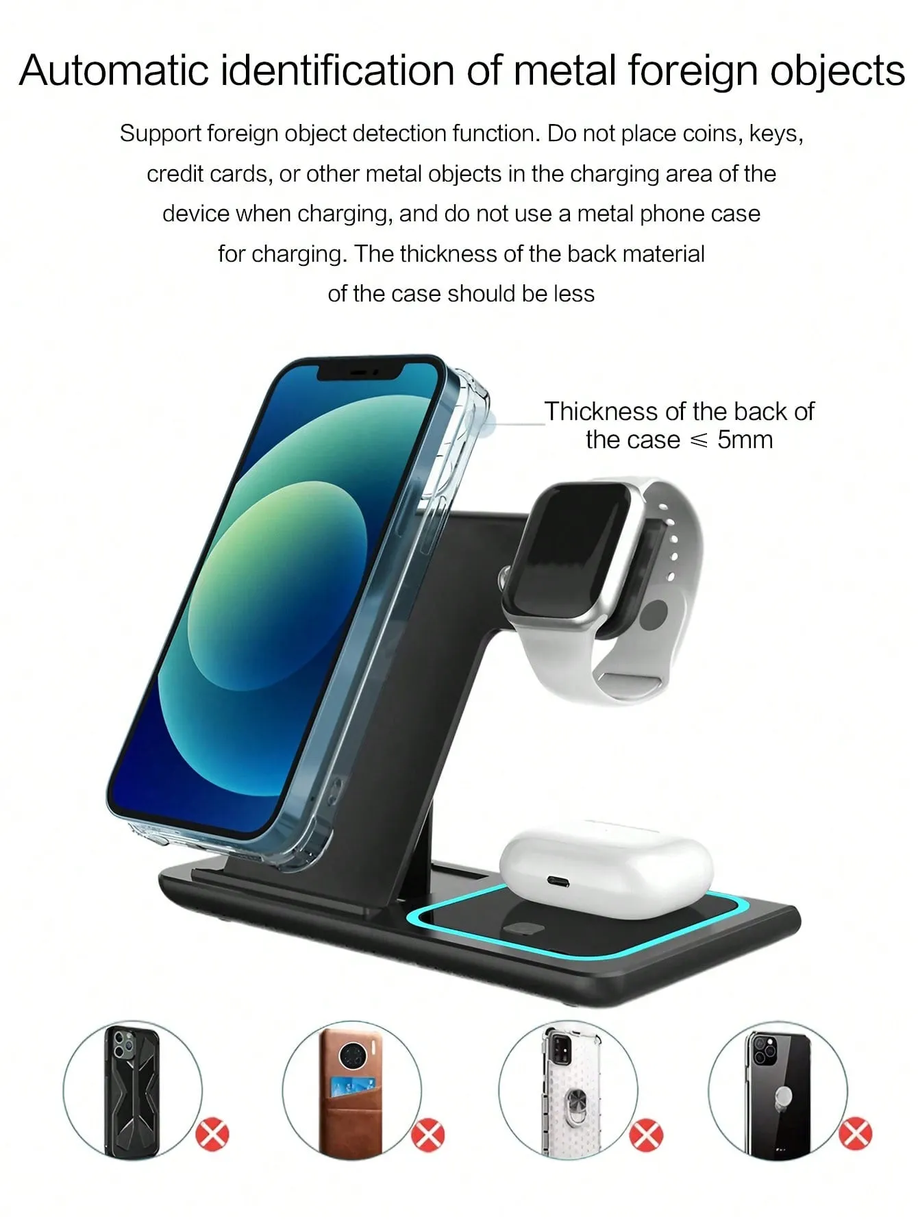 3 in 1 fast wireless charger|Wireless Charger, 3-In-1, Fast Charging, 15W/10W/7.5W