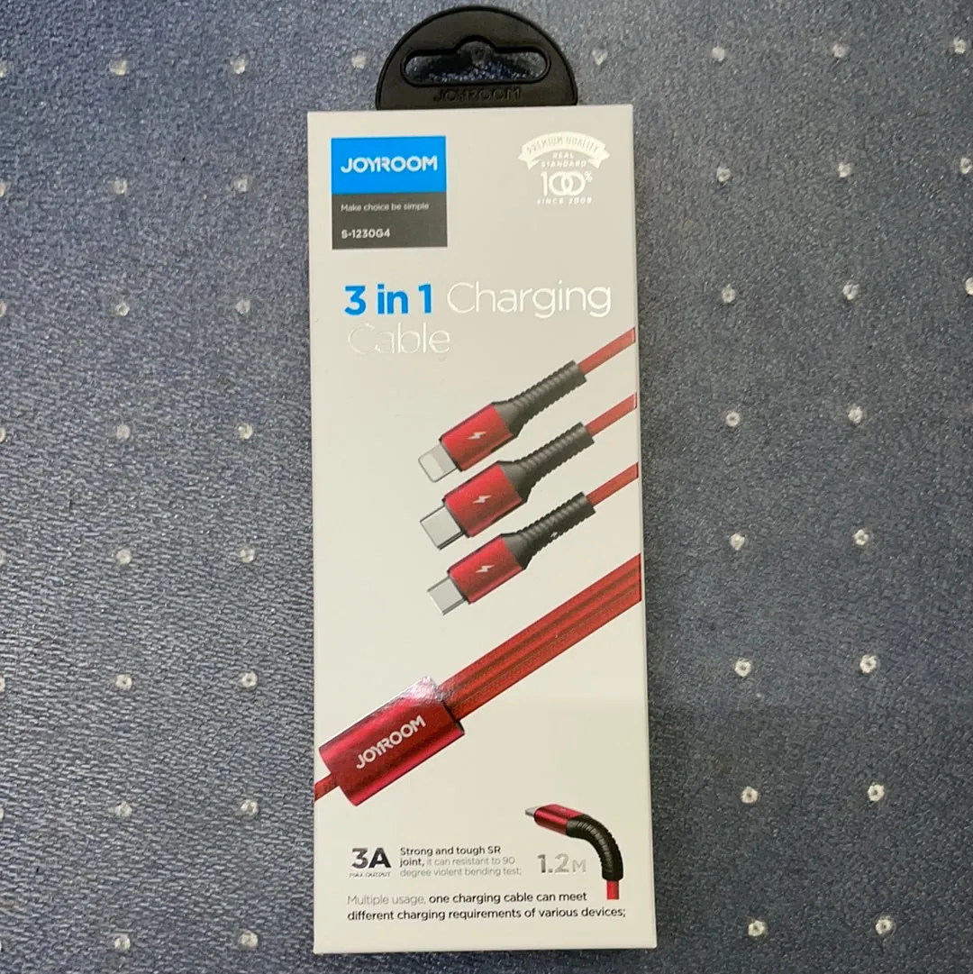 3 in 1 USB Charging Cable 1.2 meter