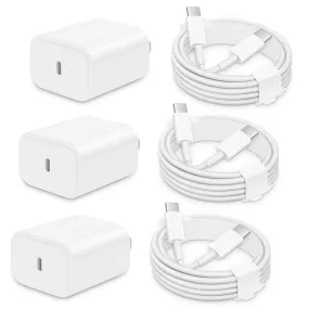 3 Pack i Phone 15 Charger Fast Charging, 20W USB C Fast Charger Block with 6FT Type C Charger Cord Compatible with Phone 15 Pro Max /15 Plus/,Pad Pro 12.9"/11",i Pad Air 5th/4th 10.9'