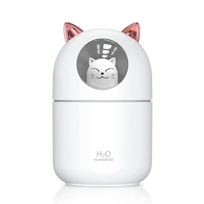 300ML  Air Humidifier Cute Cat Ultra-Silent USB Office Household Bedroom Car Aromatherapy Air Purifier with Led Cool Mist Spray