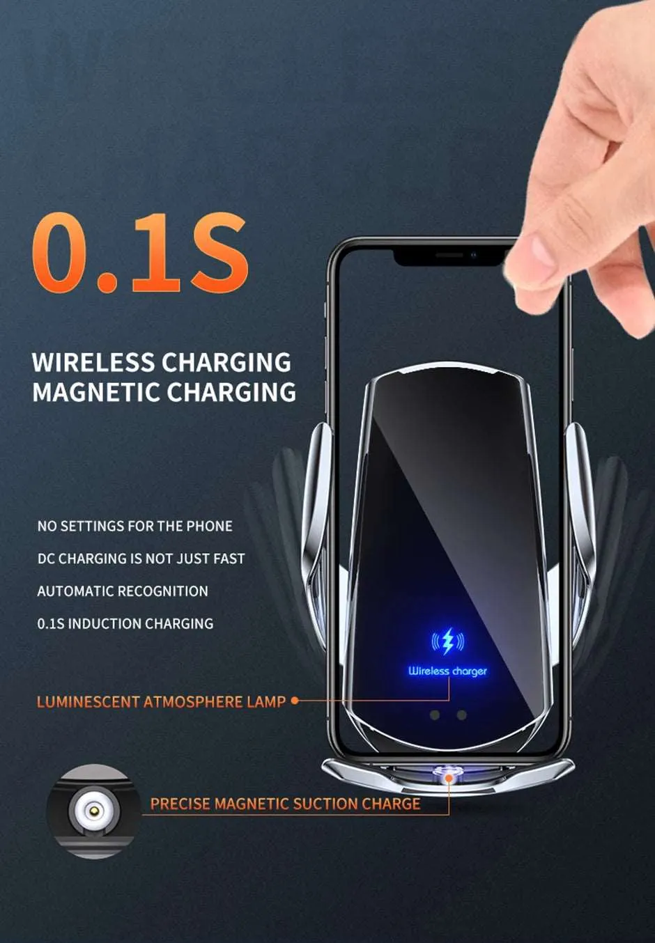 30W Car Wireless Charger Automatic Magnetic Chargers Mount Phone Holder Air Vent for iPhone 14 13 12 11 8 Samsung Fast Charging