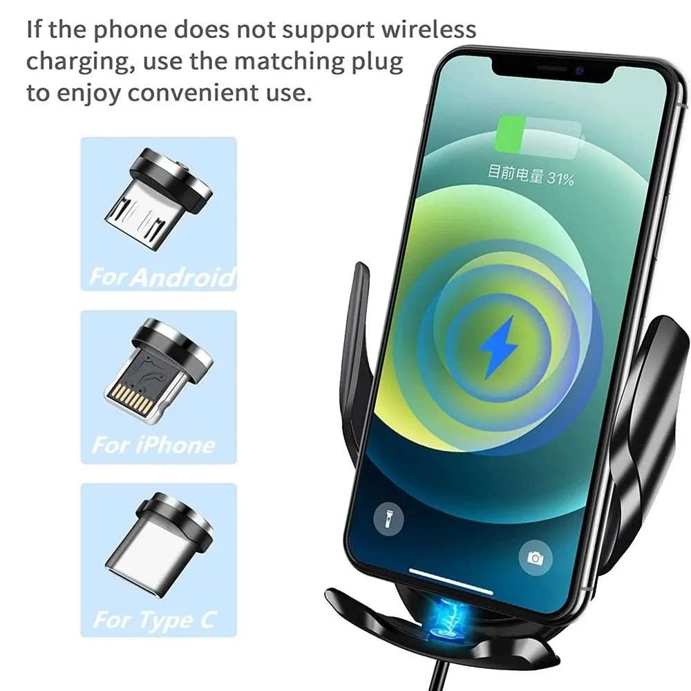 30W Car Wireless Charger Automatic Magnetic Chargers Mount Phone Holder Air Vent for iPhone 14 13 12 11 8 Samsung Fast Charging