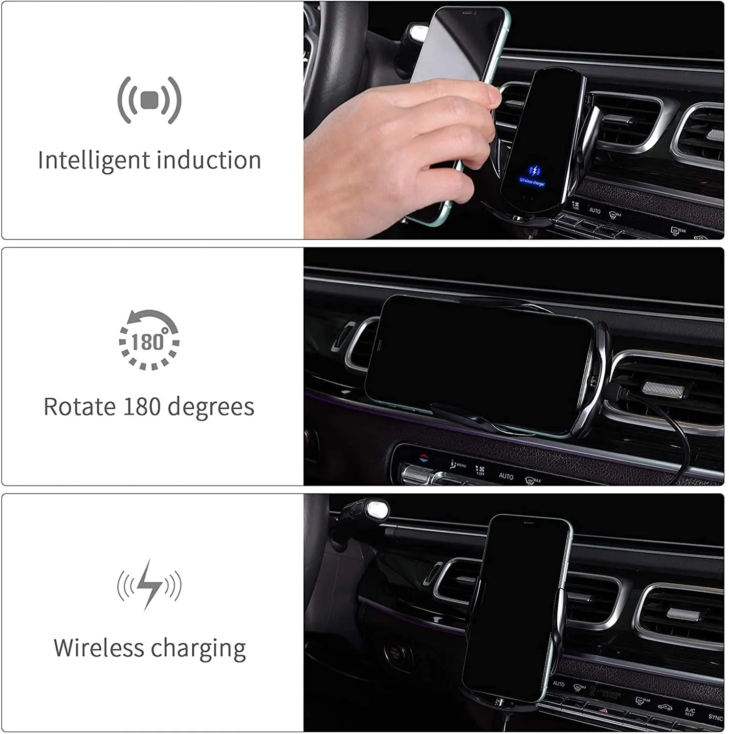 30W Car Wireless Charger Automatic Magnetic Chargers Mount Phone Holder Air Vent for iPhone 14 13 12 11 8 Samsung Fast Charging