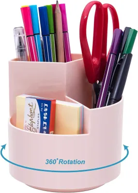 360° Rotating Multi-Functional Pen Holder, 3 Layers, Pink