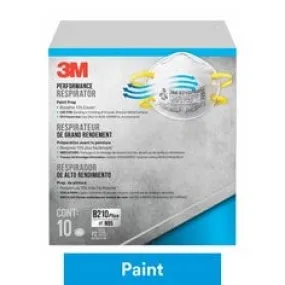 3M™ Performance Disposable Paint Prep Respirator N95 Particulate,
8210PP10-C, 10 eaches/pack, 8 packs/case