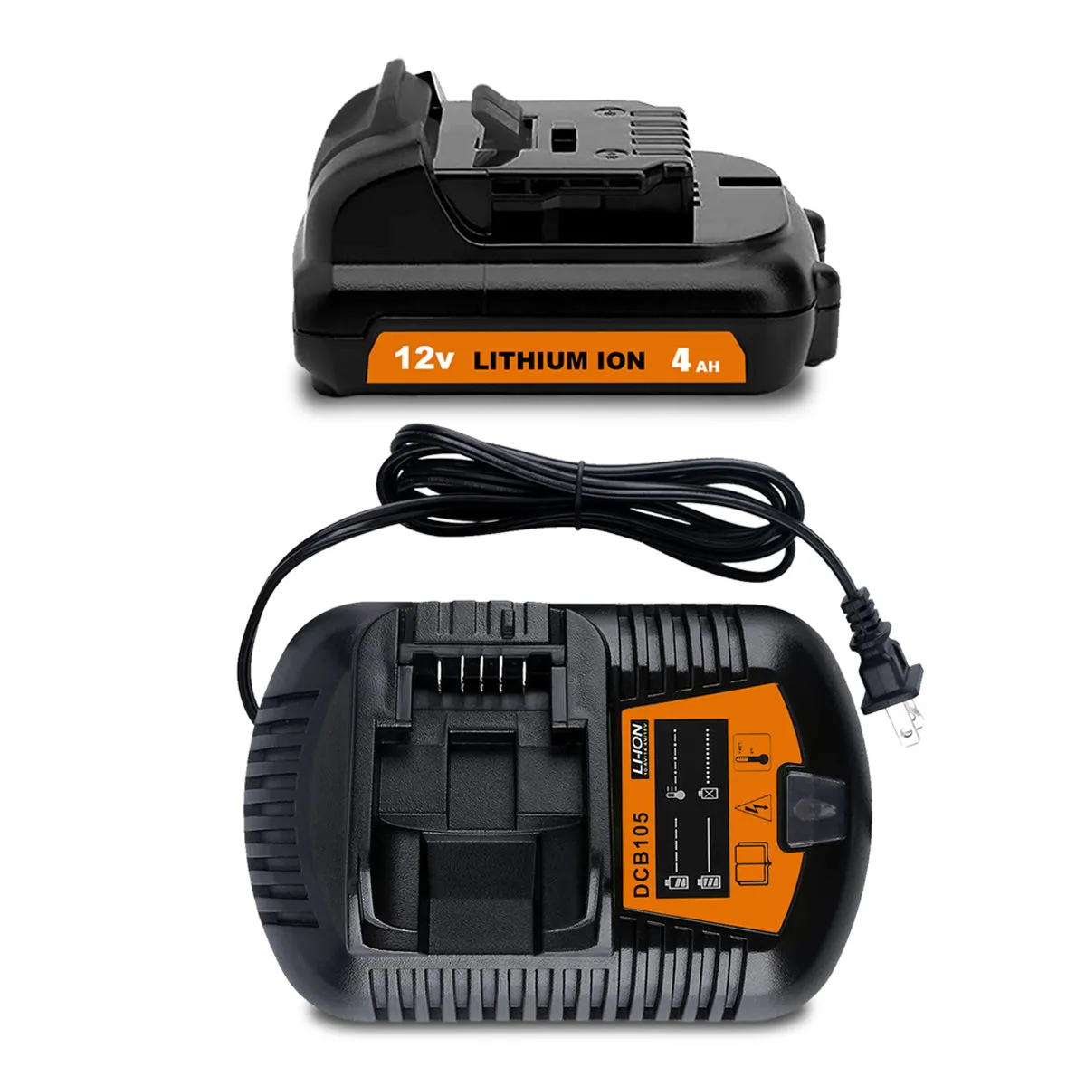 4.0Ah DCB124 12V Battery and Charger Kit Replacement for Dewalt 12V Lithium Compact Battery and Charger Combo 3Ah 2.0Ah DCB122 1.5Ah DCB120