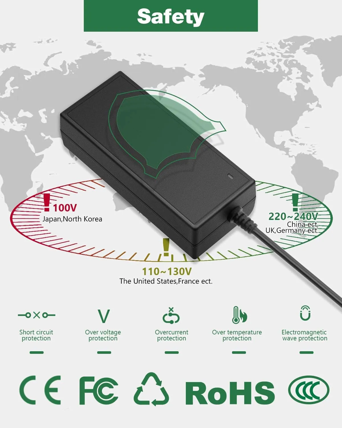 5V 15A Adapter, 100-240V AC to DC 5 Volt 15 Amp 75W Power Supply, 12A 10A 9A 8A Converter RGB Leds Driver 5.5X2.5Mm Tip 7.5Ft Cord for Christmas Lights WS2812B WS2811 WS2813 SK6812 LED Strips