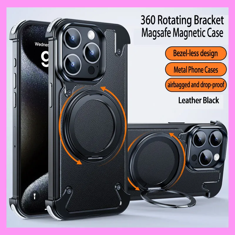 【9-05#】 360° Rotating Stand, Magnetic, Shockproof Airbag iPhone Case