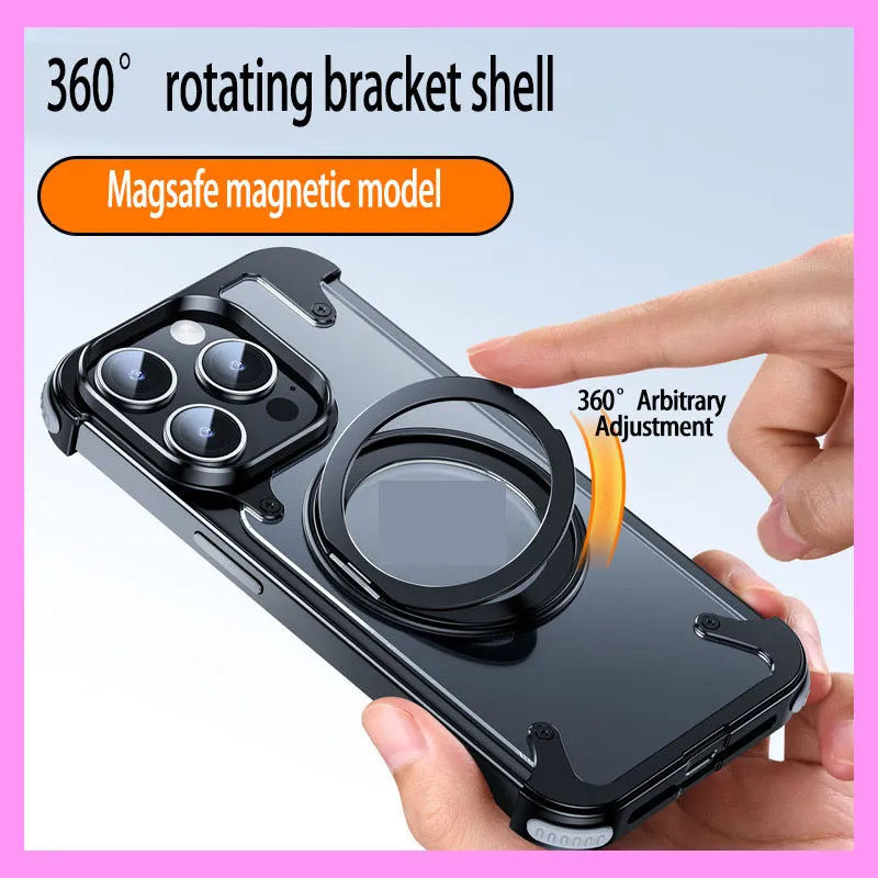 【9-05#】 360° Rotating Stand, Magnetic, Shockproof Airbag iPhone Case