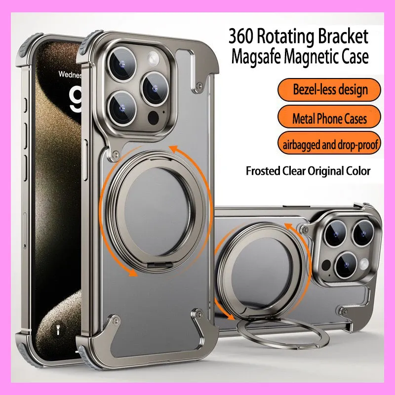 【9-05#】 360° Rotating Stand, Magnetic, Shockproof Airbag iPhone Case