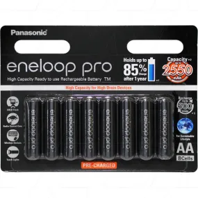 AA Panasonic ENLOOP Pro 1.2v 2.55Ah rechargeable batteries pack of 8