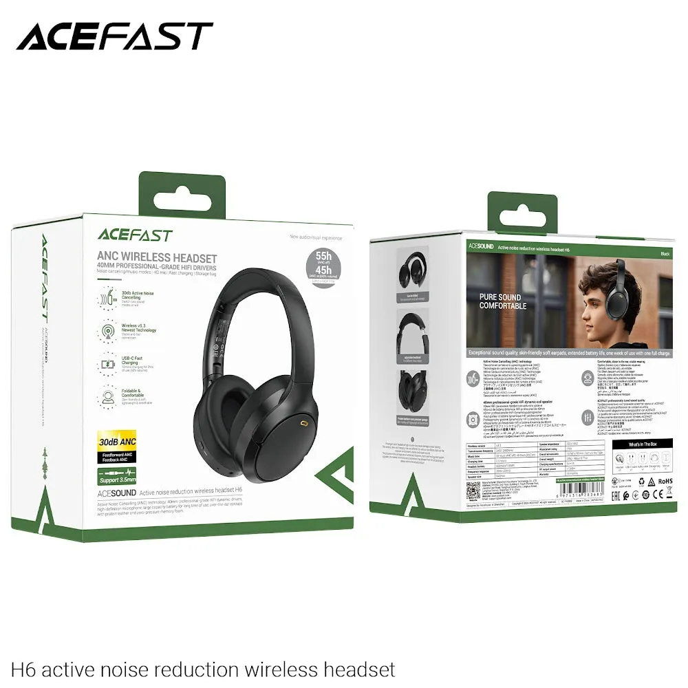 Acefast H6 Active Noise Cancelling Wireless Headset - Black