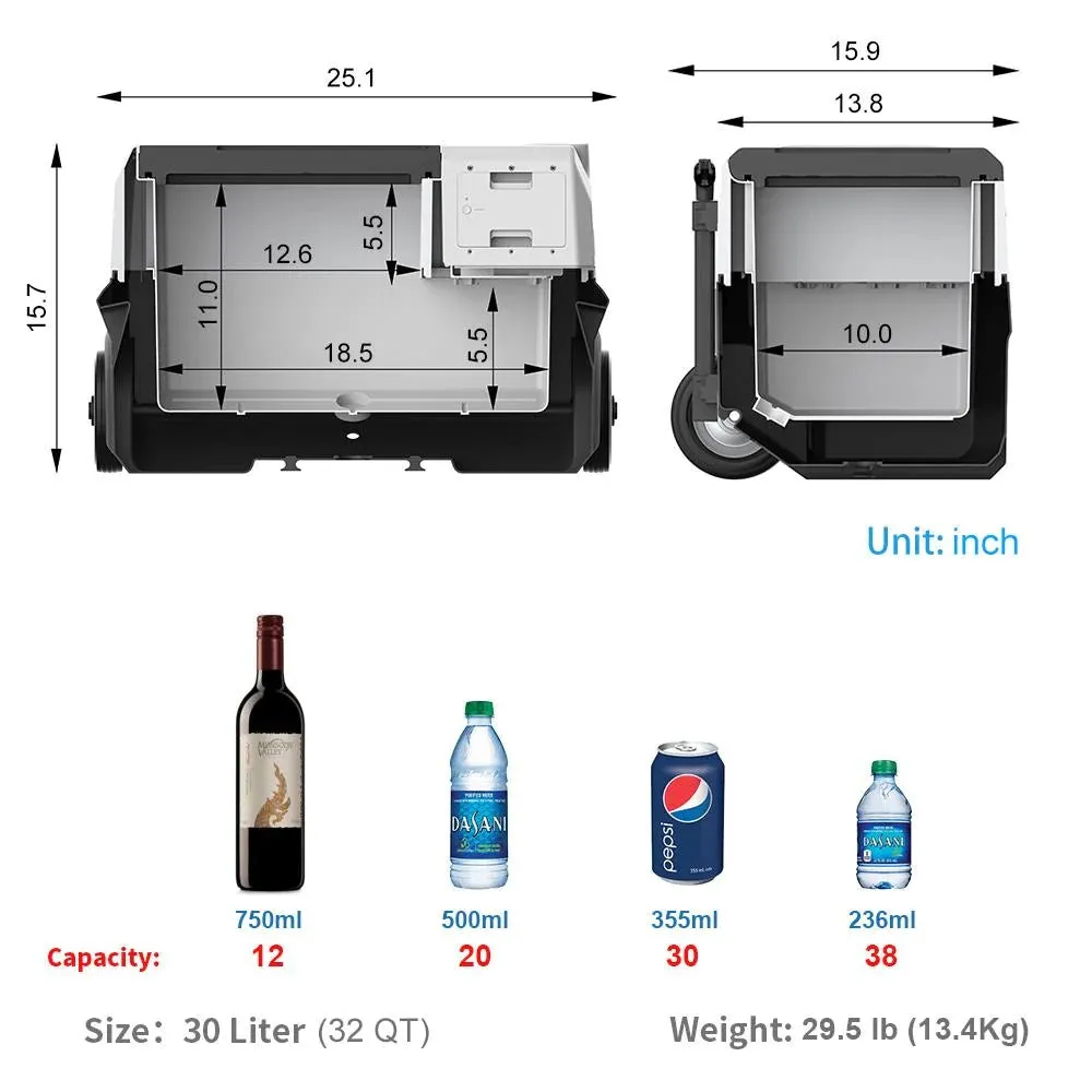 ACOPower LiONCooler X30A Portable Solar Fridge/Freezer   90W Solar Panel | 32 Quarts