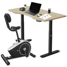 Adjustable Height Desk with Exercise Bike and LCD Display Set