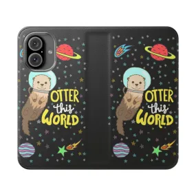 Adorable Space Otter Phone Flip Case for Android and iPhone