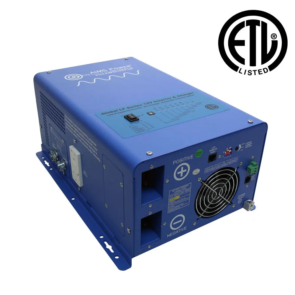 AIMS Power 3000 Watt 12 Volt Pure Sine Inverter Charger - ETL Listed to UL 458