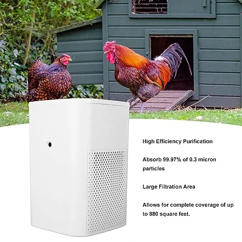 Air Purifier for Home Large Room 880ft ² Coverage, Solar Powered Air Freshener with 10W Solar Panel, 20DB Quiet Low Noise Air Cleaner for Car, Chicken Coop, Smoke, Pet Odor, Dust