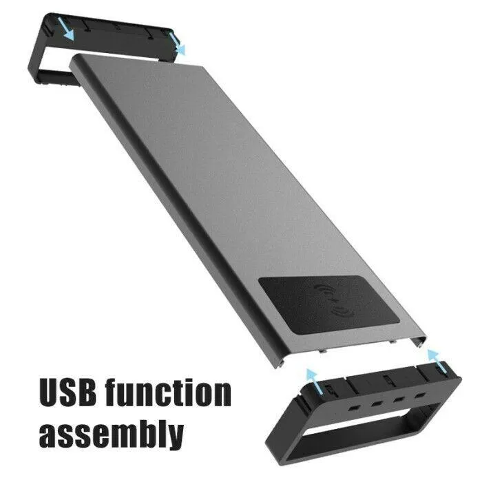 Aluminium Alloy Computer Laptop Monitor Stand with USB 3.0 Ports and Wireless Charger