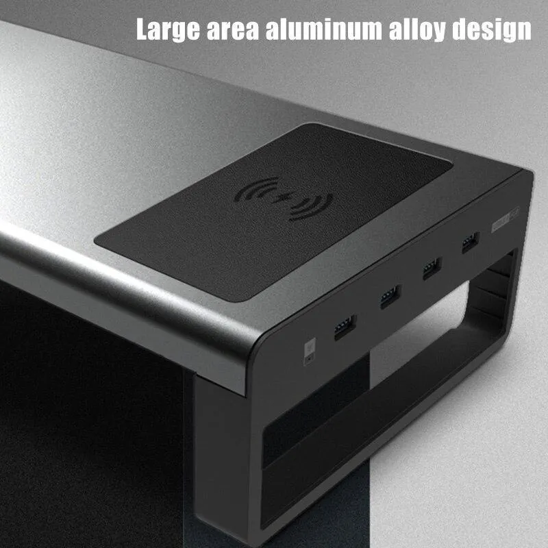 Aluminium Alloy Computer Laptop Monitor Stand with USB 3.0 Ports and Wireless Charger