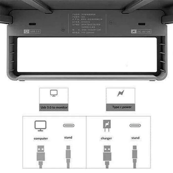 Aluminium Alloy Computer Laptop Monitor Stand with USB 3.0 Ports and Wireless Charger