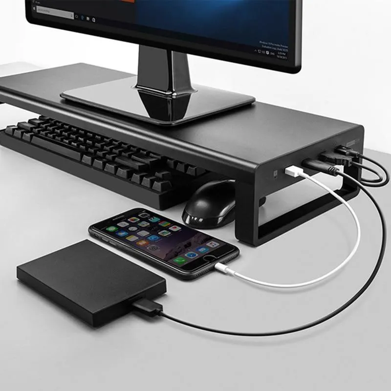 Aluminium Alloy Computer Laptop Monitor Stand with USB 3.0 Ports and Wireless Charger