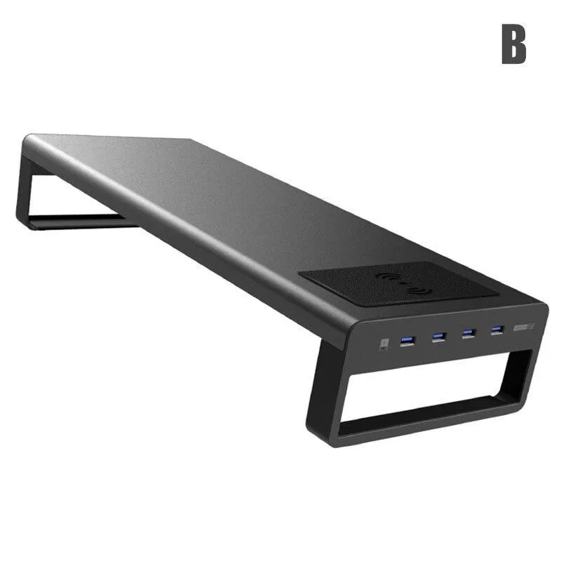 Aluminium Alloy Computer Laptop Monitor Stand with USB 3.0 Ports and Wireless Charger