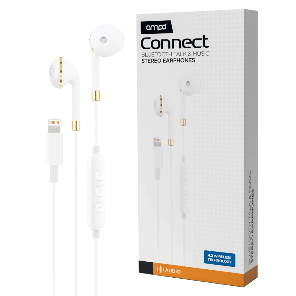 AMPD Wired Apple Lightning In Ear Headphones White by AMPD