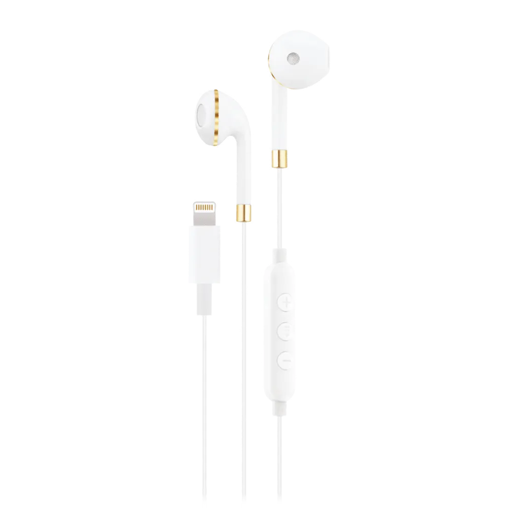 AMPD Wired Apple Lightning In Ear Headphones White by AMPD