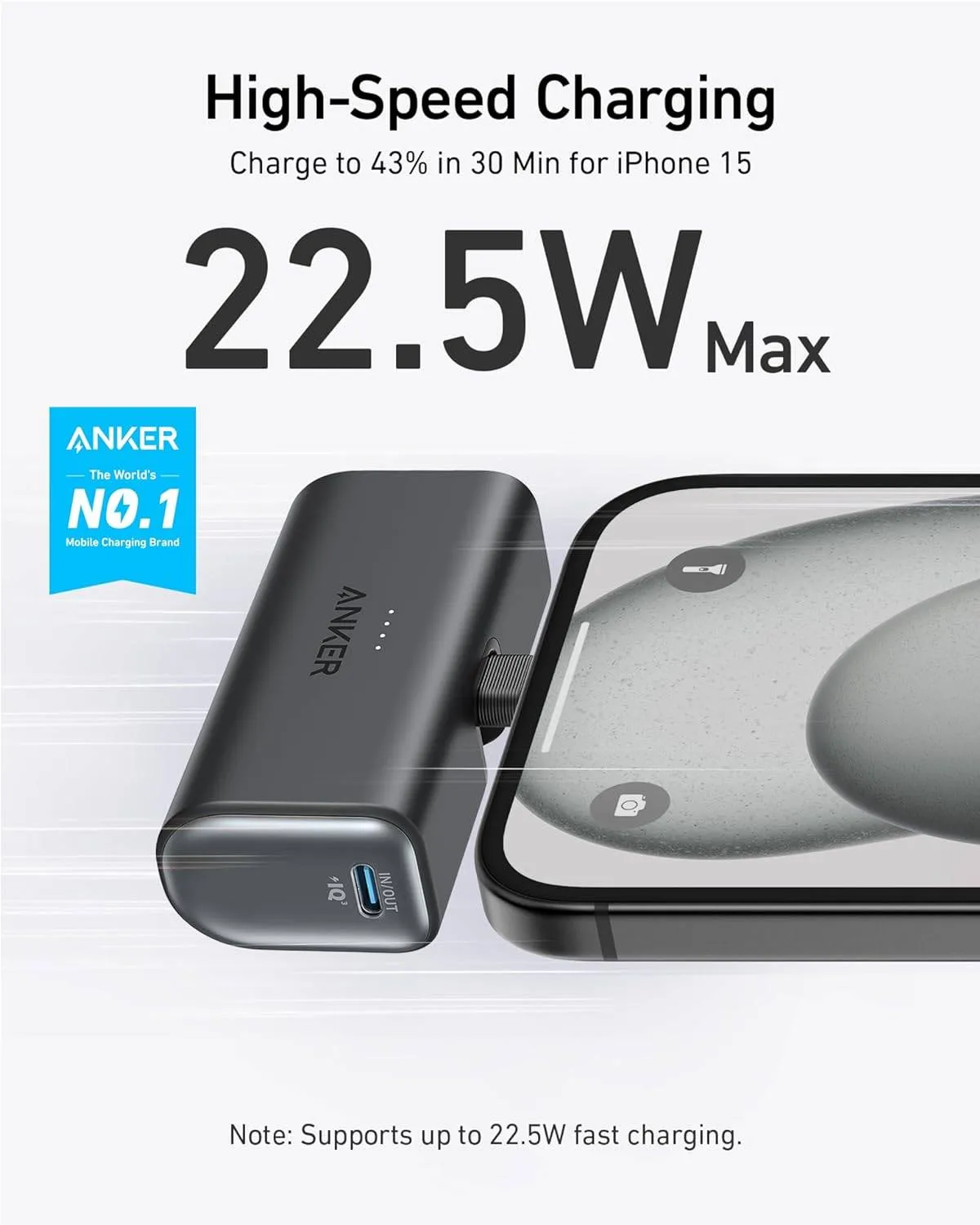 Anker Nano Power Bank (22.5W Built-In Usb-C Connector) Black-194644170851