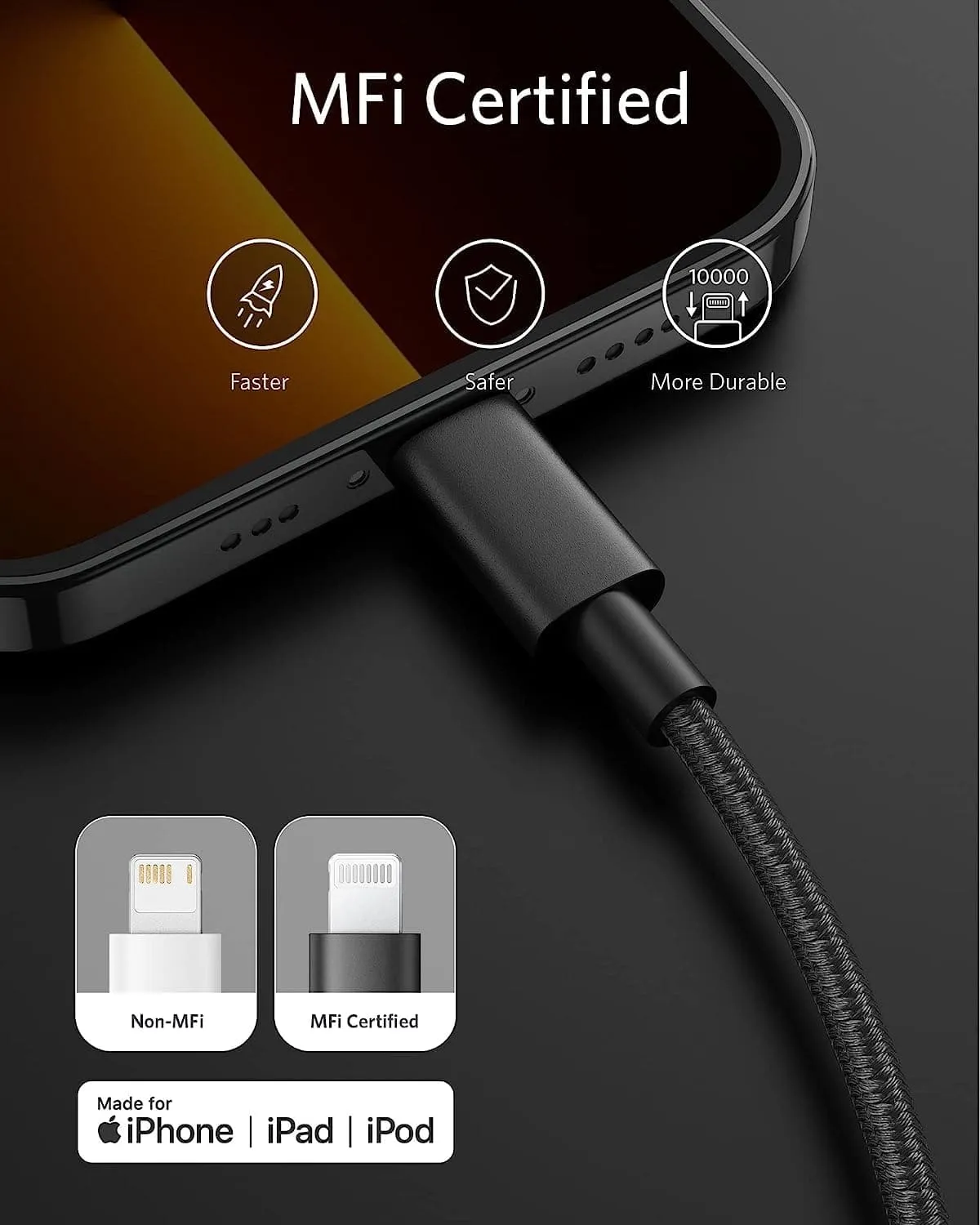 Anker USB C to Lightning Cable, New Nylon USB-C to Lightning Charging Cord