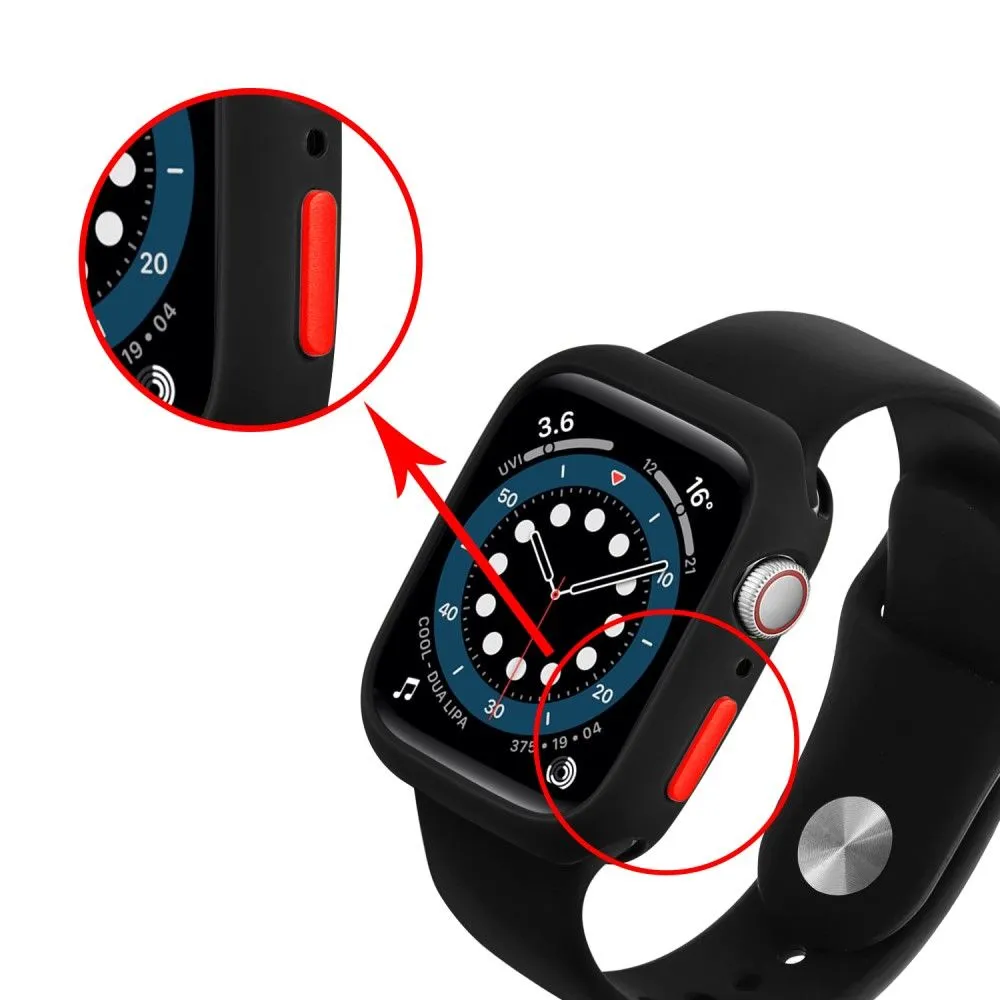 Apple Watch (45mm) candy color button TPU cover - Black / Red