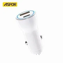 ASPOR A910 FAST CAR CHARGER QC 3.0 DUAL ALUMINUM METAL 38W PD PORTABLE